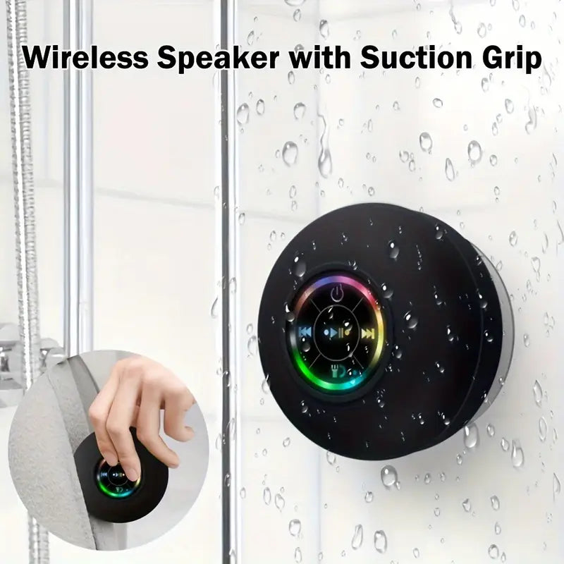 LED Bathroom Speaker - Wireless, USB Rechargeable, 2-Hour Playtime, RGB Lighting, Suction Cup Mount, HD Sound Quality, 5.0 Surround Sound, Bathroom Speaker, Party Audio, Modern Audio, Highquality Sound
