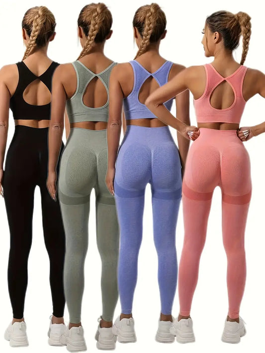 4pcs Sports Tank Top and Yoga Pants Set
