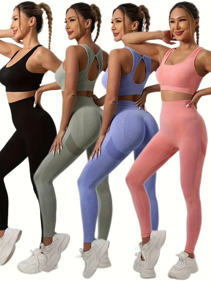 4pcs Sports Tank Top and Yoga Pants Set