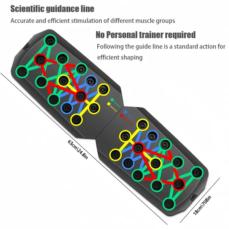 MACYO 28-Hole Push-Up Board with 2 Resistance Bands - Multifunctional Home & Gym Exercise Equipment, Chest Muscle Trainer, Strength Training Device, Includes Jump Ropes & Handles, Durable PP Material,, Gym