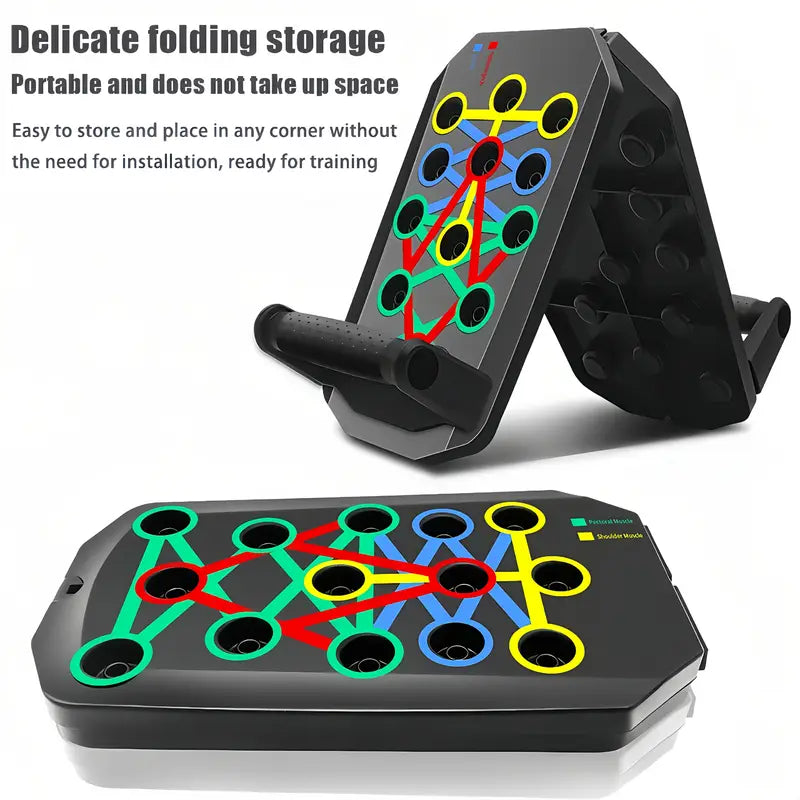 MACYO 28-Hole Push-Up Board with 2 Resistance Bands - Multifunctional Home & Gym Exercise Equipment, Chest Muscle Trainer, Strength Training Device, Includes Jump Ropes & Handles, Durable PP Material,, Gym