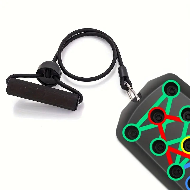 MACYO 28-Hole Push-Up Board with 2 Resistance Bands - Multifunctional Home & Gym Exercise Equipment, Chest Muscle Trainer, Strength Training Device, Includes Jump Ropes & Handles, Durable PP Material,, Gym