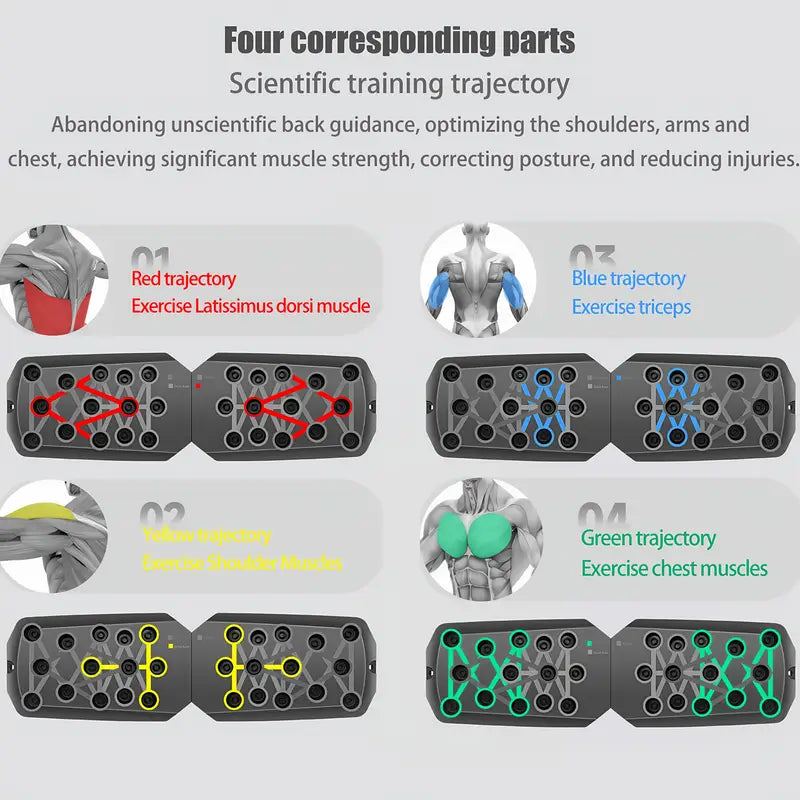 MACYO 28-Hole Push-Up Board with 2 Resistance Bands - Multifunctional Home & Gym Exercise Equipment, Chest Muscle Trainer, Strength Training Device, Includes Jump Ropes & Handles, Durable PP Material,, Gym