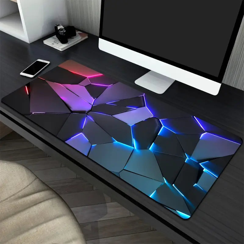 1pc Gamer'S Dream: Extra Large, Durable Mouse Pad with Stylish Geometric Design - Precision Stitched Edges, Non-Slip Rubber Base, Washable - Perfect for PC, Office, and Dorm Decor - Ideal Gift for Gamers, Office Workers, and