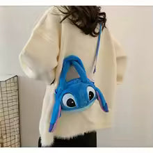Disney Stitch Soft Plush Crossbody Bag Korean Cute Style Adjustable Strap Kawaii Anime Shoulder Purse Medium Size Gift for Women