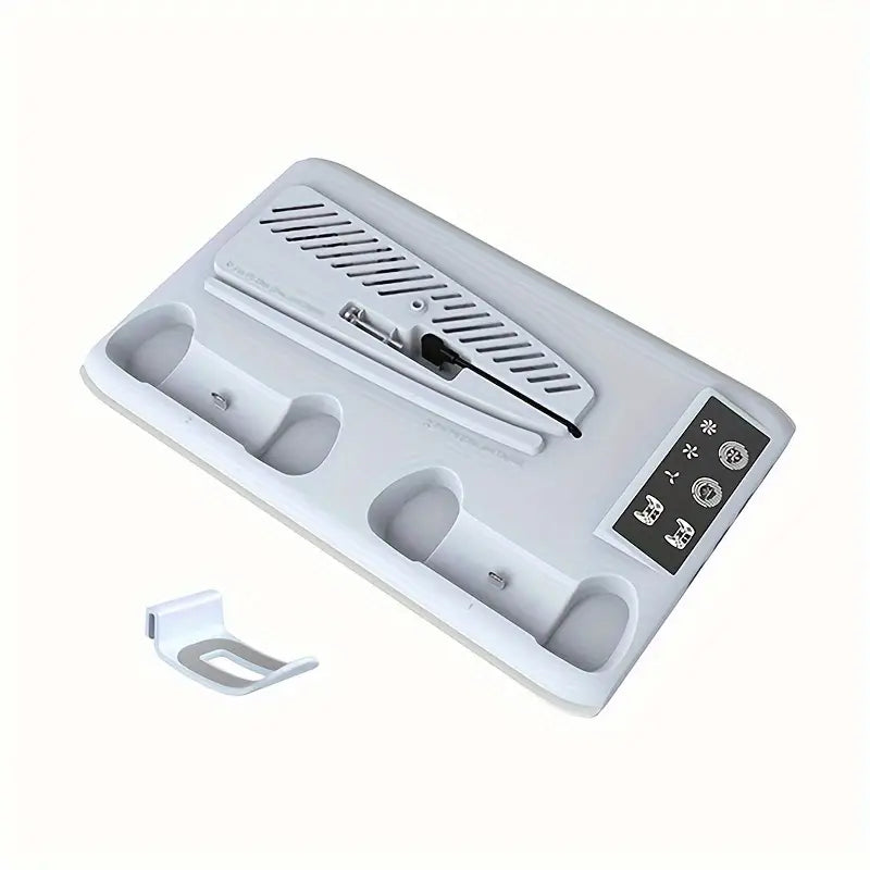 Cooling Fan for PS5/PS5 Slim Console, Dual Controller Charging Station with RGB Light & Headset Storage Hook & 3-Level Cooling Fan, Cooling Stand Game Accessories for PS5 & PS5 Slim Digital/Disc