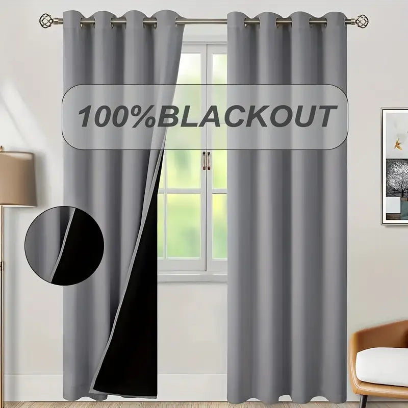 2pcs 100% blackout curtains, with perforated hanging method, sun protection, privacy protection, heat insulation and noise reduction, suitable for bedroom, living room, dining room and other various life decorations