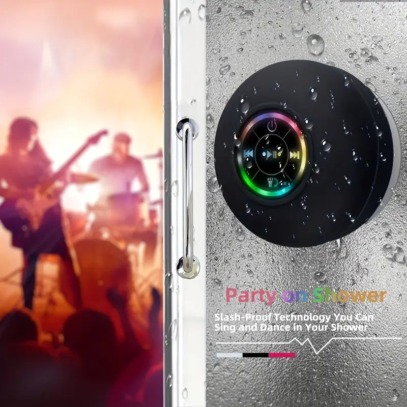 LED Bathroom Speaker - Wireless, USB Rechargeable, 2-Hour Playtime, RGB Lighting, Suction Cup Mount, HD Sound Quality, 5.0 Surround Sound, Bathroom Speaker, Party Audio, Modern Audio, Highquality Sound