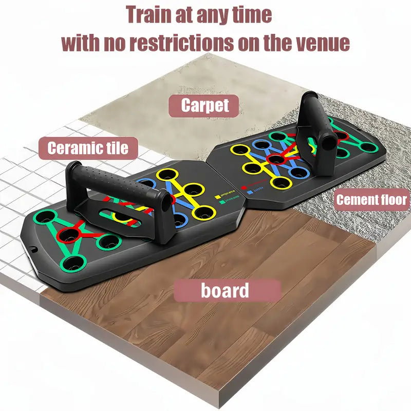 MACYO 28-Hole Push-Up Board with 2 Resistance Bands - Multifunctional Home & Gym Exercise Equipment, Chest Muscle Trainer, Strength Training Device, Includes Jump Ropes & Handles, Durable PP Material,, Gym