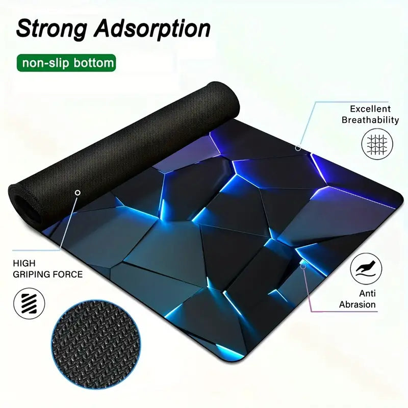 1pc Gamer'S Dream: Extra Large, Durable Mouse Pad with Stylish Geometric Design - Precision Stitched Edges, Non-Slip Rubber Base, Washable - Perfect for PC, Office, and Dorm Decor - Ideal Gift for Gamers, Office Workers, and